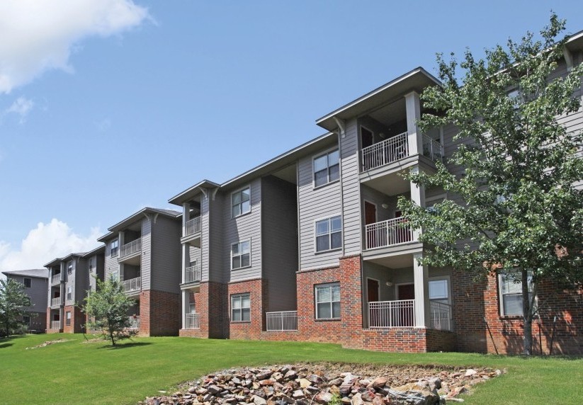 Apartment building exterior with balconies